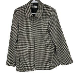 Womens Wool Buffalo Check Blazer Sag Harbor Size 8 Jacket Zip Lined